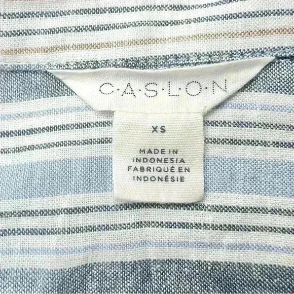 NWT Caslon Women’s Linen Blend Button-Up Striped Nordstrom Shirt Size X-Small - Picture 10 of 12